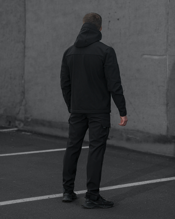 ТАКТИЧЕСКИЙ КОМПЛЕКТ (Куртка Softshell BEZET Робокоп 2.0 черный, брюки карго теплые BEZET Патрон 2.0 черный) - Фото 1