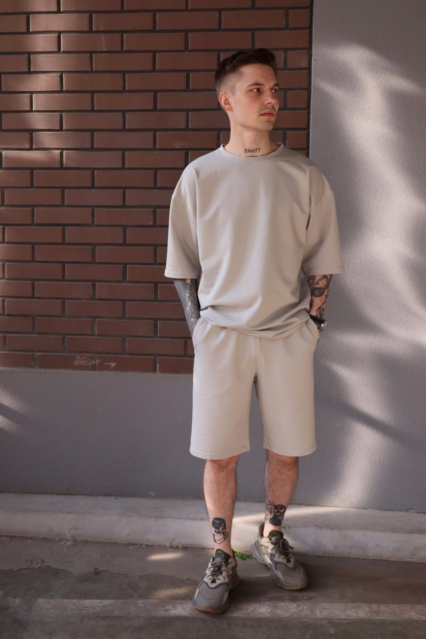 Чоловічий літній комплект футболки та шорти Reload TOM однотонний сірий