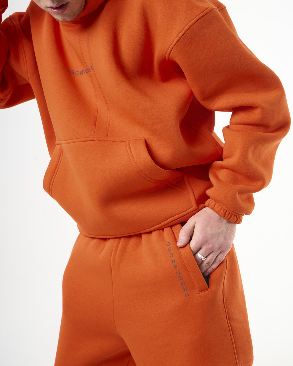 Теплий спортивний костюм оверсайз OGONPUSHKA Scale 2.1 оранжевий Пушка Огонь - Фото 3