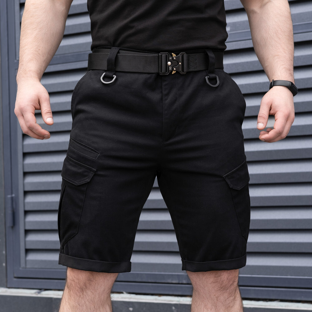 Чоловічі тактичні шорти з кишенями Pobedov Tactical B2 чорні POBEDOV