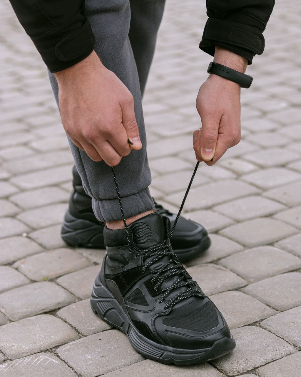 Чоловічі зимові кросівки шкіряні (черевики) чорні Protect - Фото 8