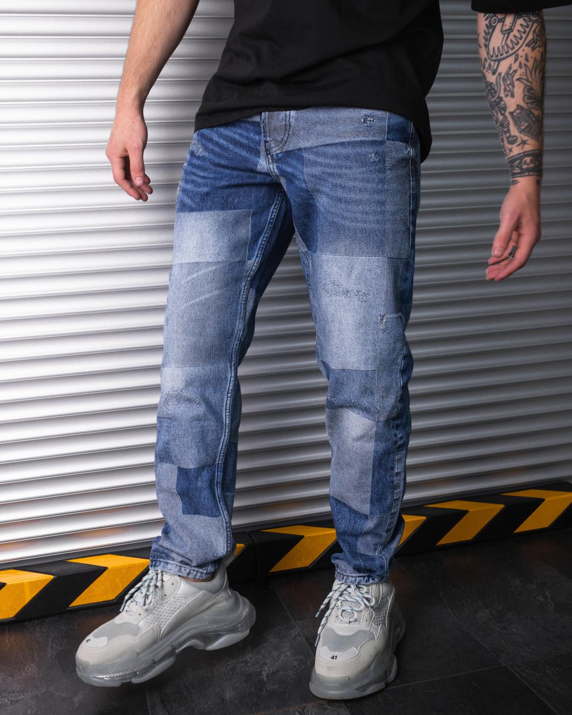 Чоловічі джинси широкі BEZET з принтом - Фото 1