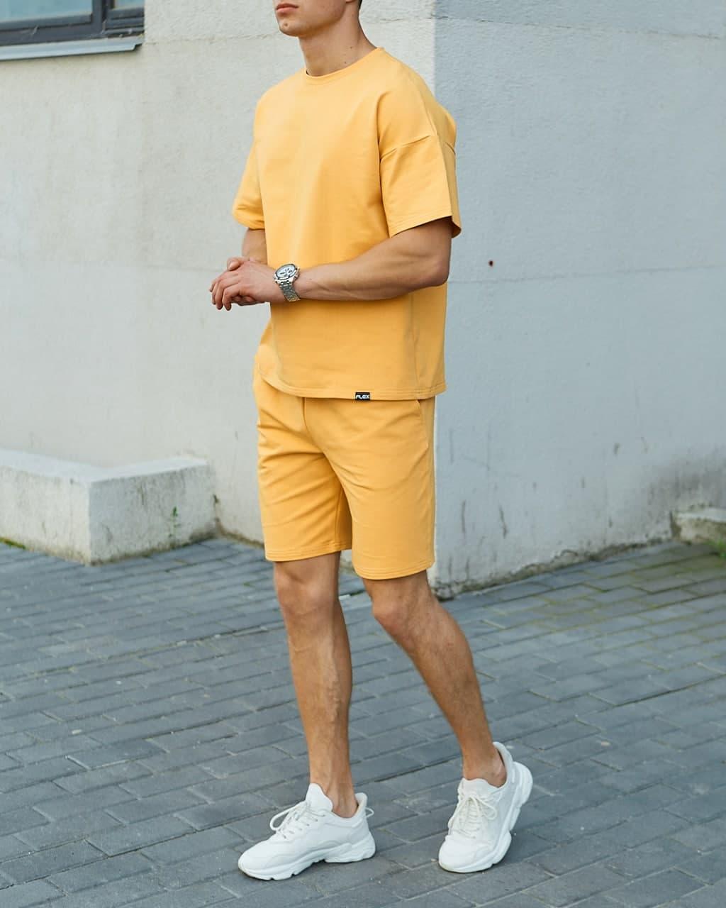 Летний комплект - оранжевая футболка мужская Quil (Квил), оранжевые шорты мужские Duncan (Дункан) TURWEAR - Фото 2