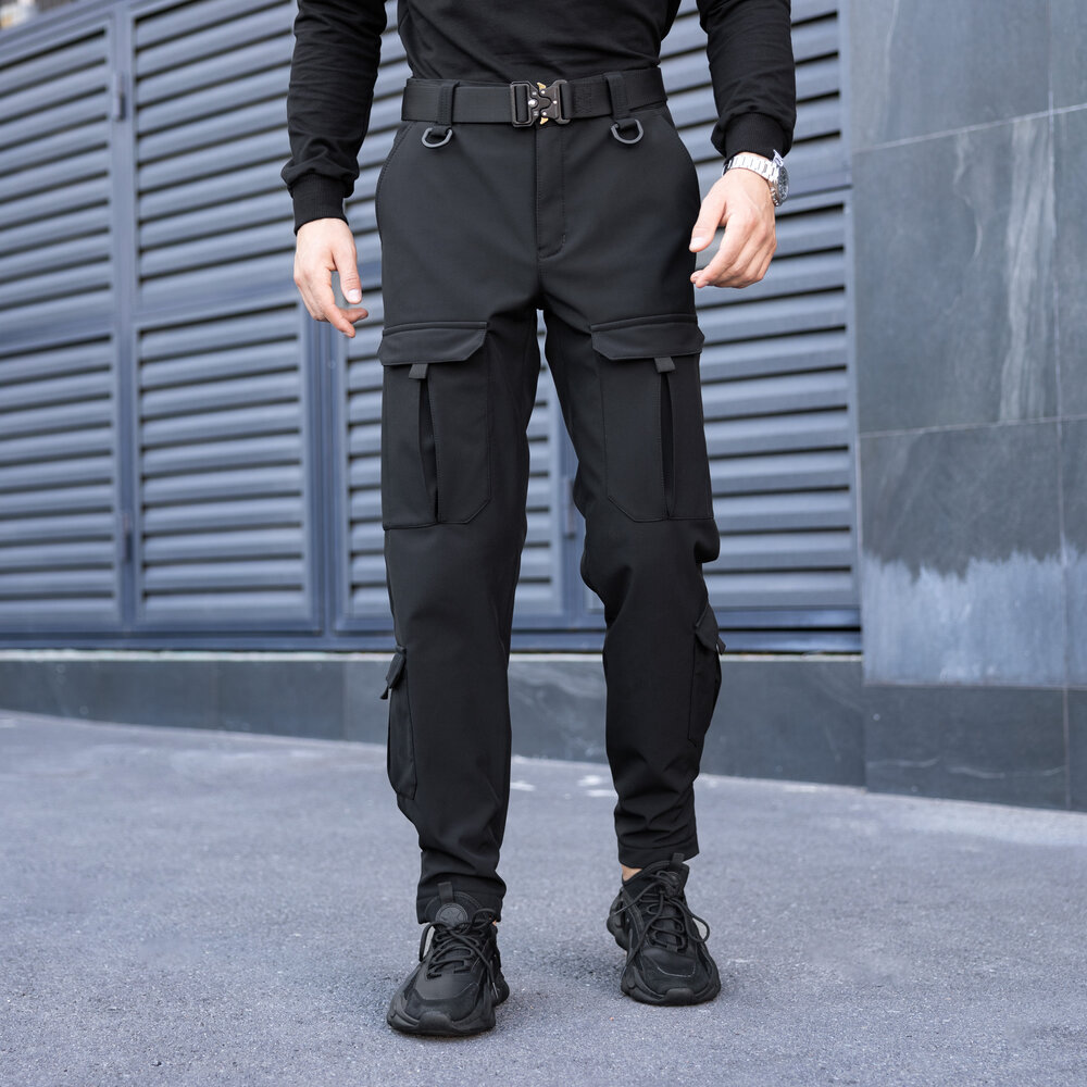 Штани карго чоловічі демісезонні з кишенями чорні Pobedov Hardy POBEDOV - Фото 4