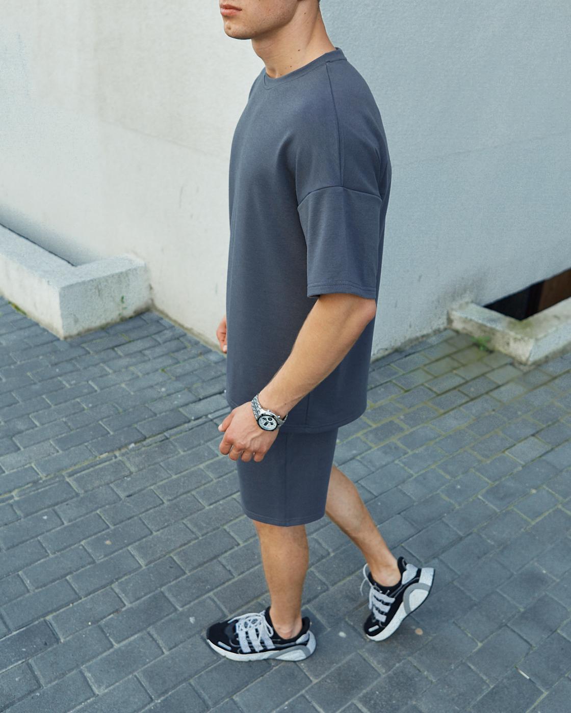 Летний комплект серая футболка мужская Quil (Квил) серые шорты мужские Duncan (Дункан) TURWEAR - Фото 3