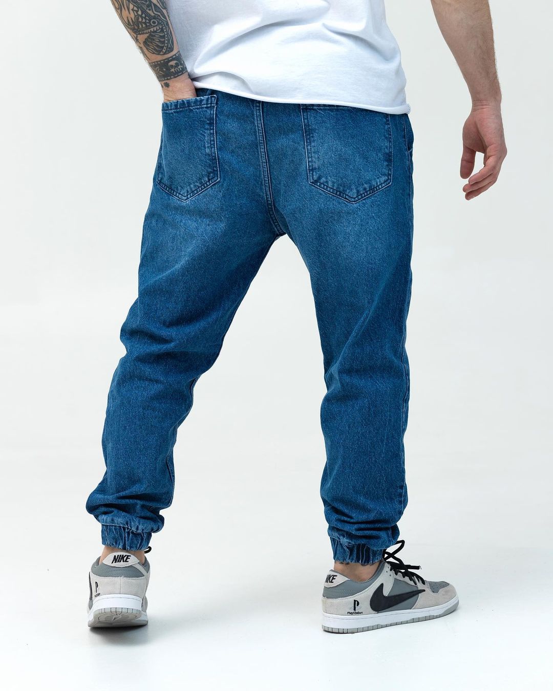 Базовые мужские джинсовые джоггеры BEZET синий - Фото 2