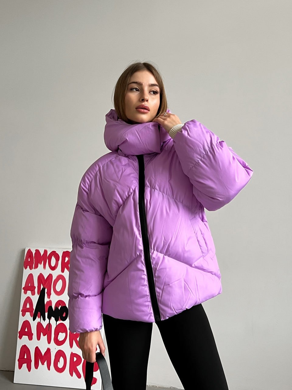 Жіноча зимова куртка пуховик оверсайз Reload - Quadro W пудрова