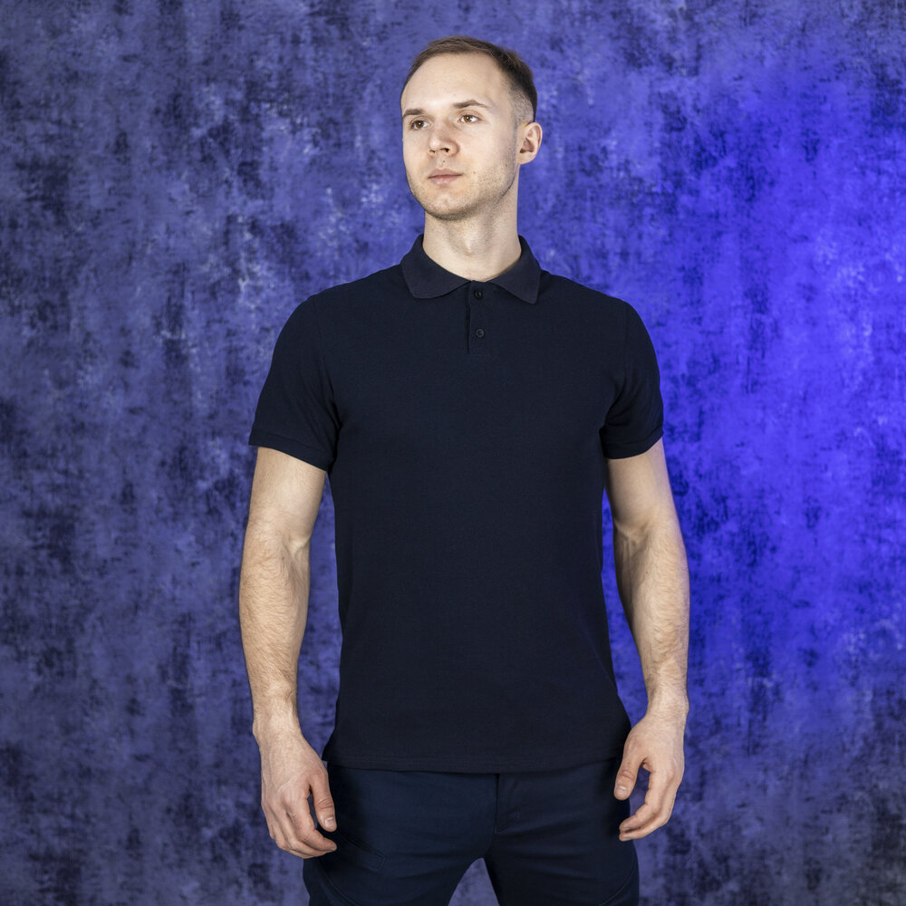 Чоловіча футболка поло темно-синя Pobedov Loft POBEDOV