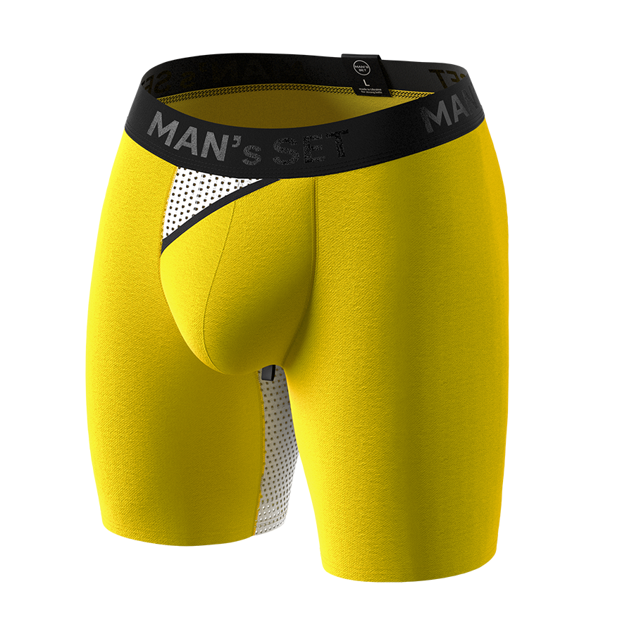 Мужские анатомические боксеры из хлопка, Anatomic Long 2.0 Light, Black Series, лимонный MansSet