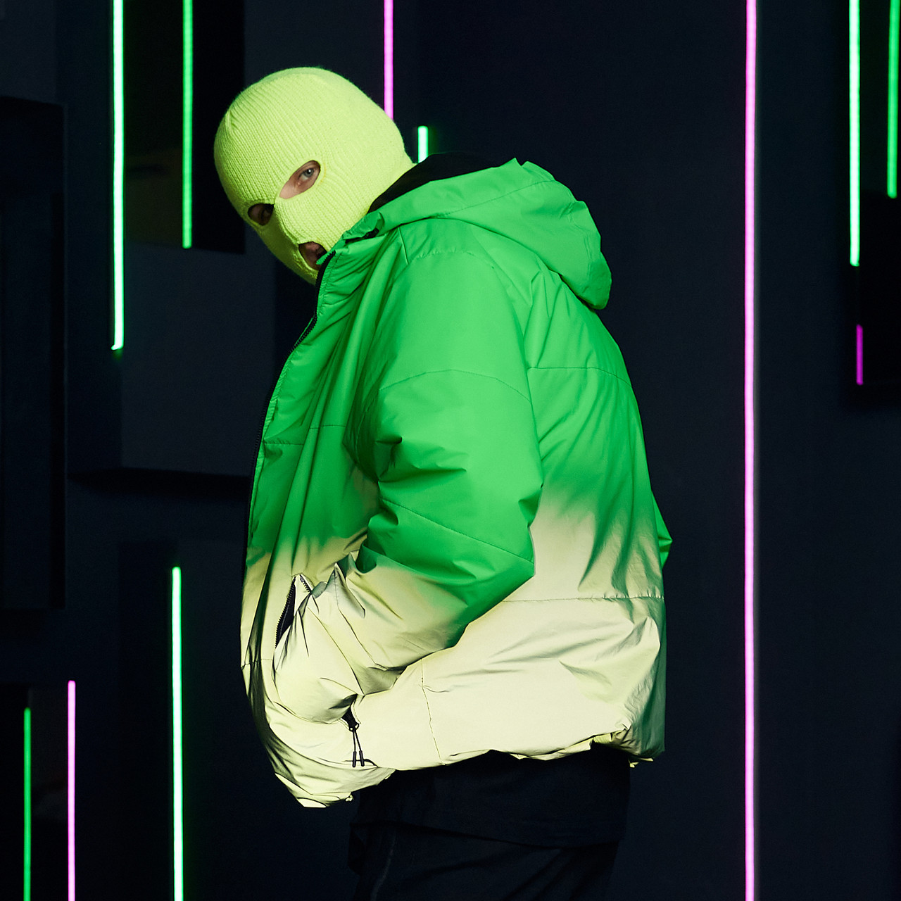 Куртка демисезонная мужская OGONPUSHKA Yard зелено-рефлективная Пушка Огонь - Фото 3