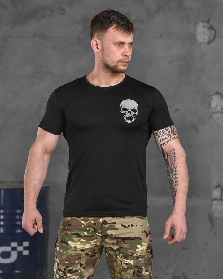 Тактична футболка для потовідведення Odin black skull Sold-Out - Фото 4