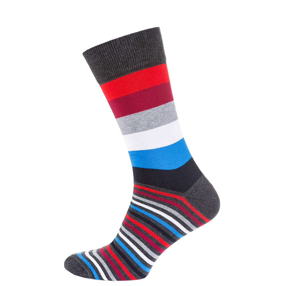 Шкарпетки чоловічі кольорові з бавовни, червоно-синя смужка MansSe