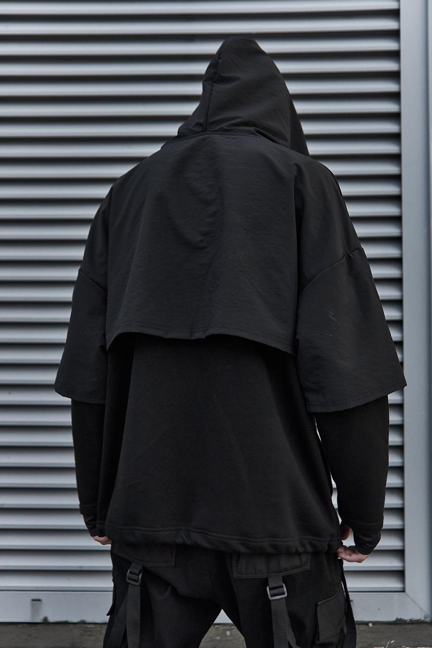 Худи-пончо мужской черный от бренда ТУР модель Ганрю TURWEAR - Фото 6