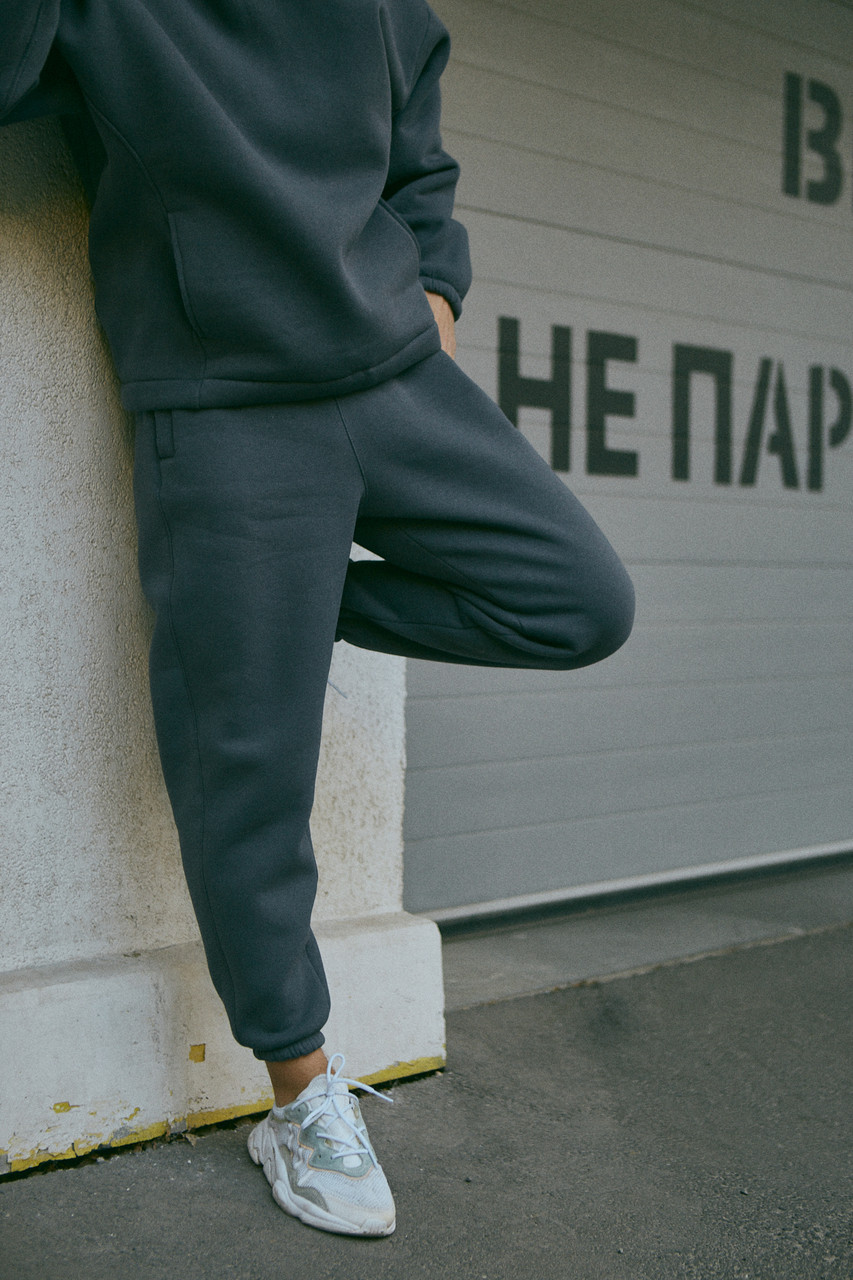 Спортивний костюм утеплений чоловічий в сірому кольорі (графіт) оверсайз (oversize) бренд Тур - Фото 3