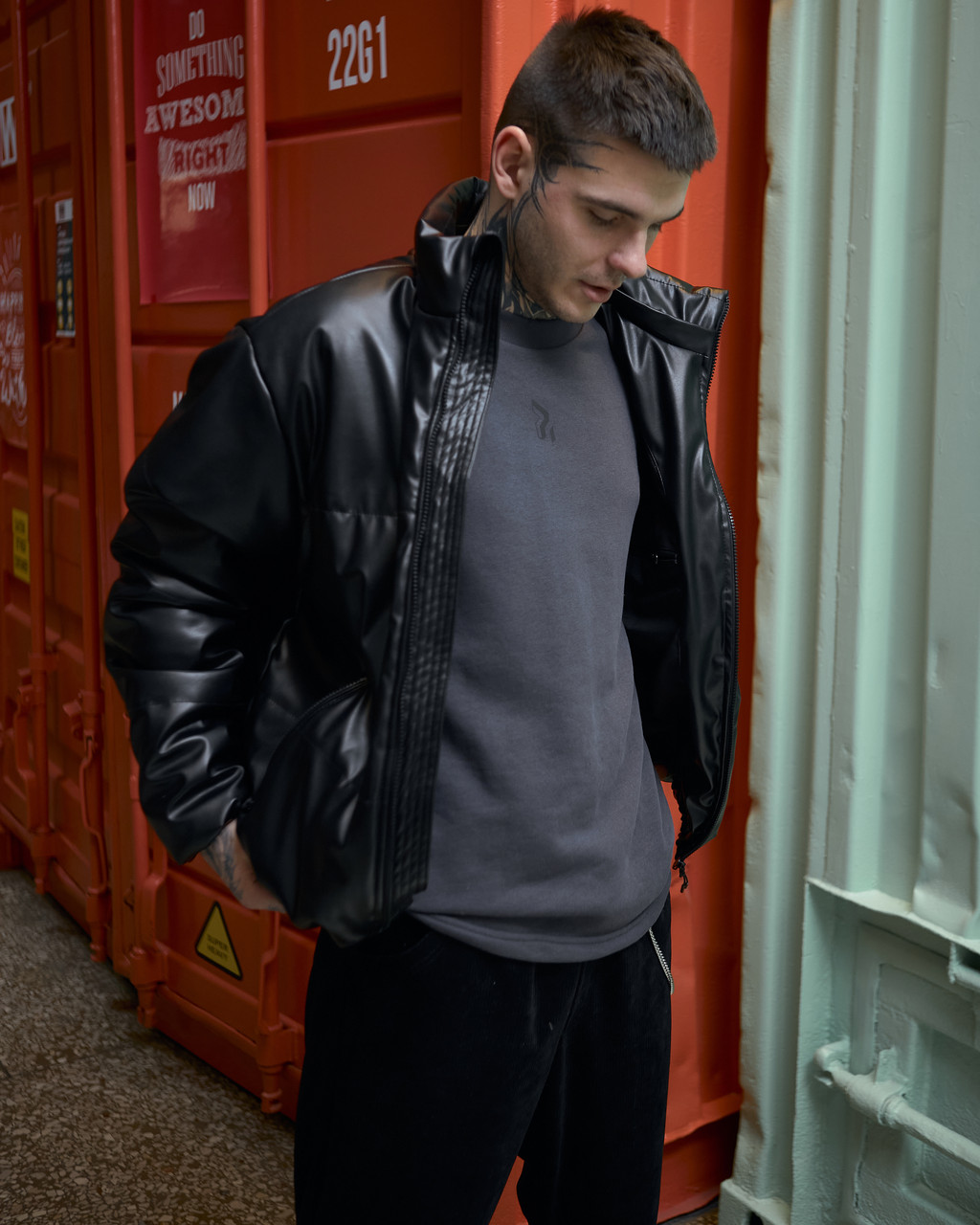 Куртка демисезонная мужская Yard из экокожи черная Пушка Огонь - Фото 7