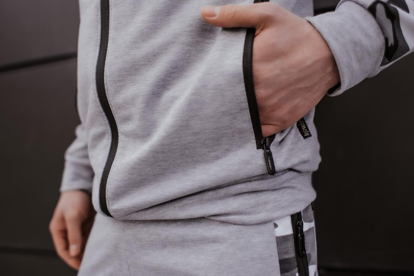 Кофта Чоловіча  'Dazzle' спортивний толстовка з капюшоном сіра камуфляжна Intruder - Фото 2
