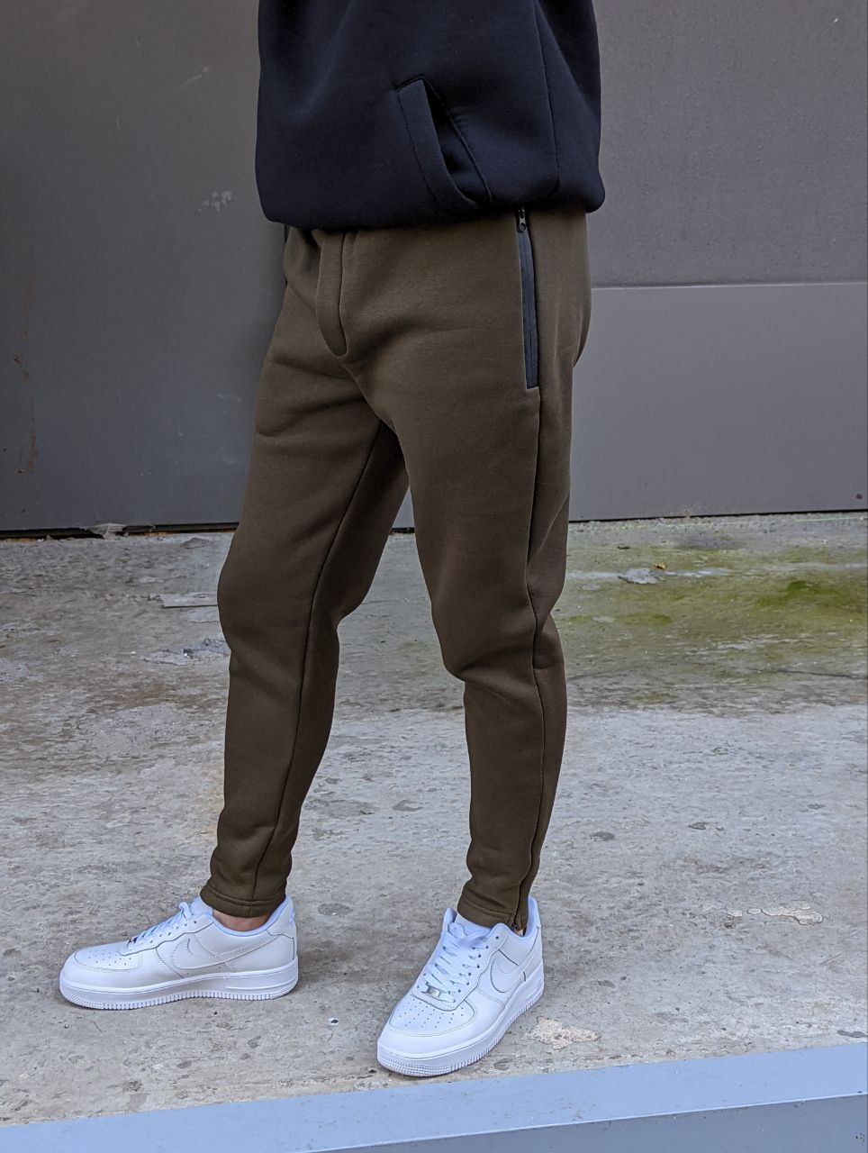 Чоловічі теплі спортивні штани фліс Reload Slim хакі - Фото 2