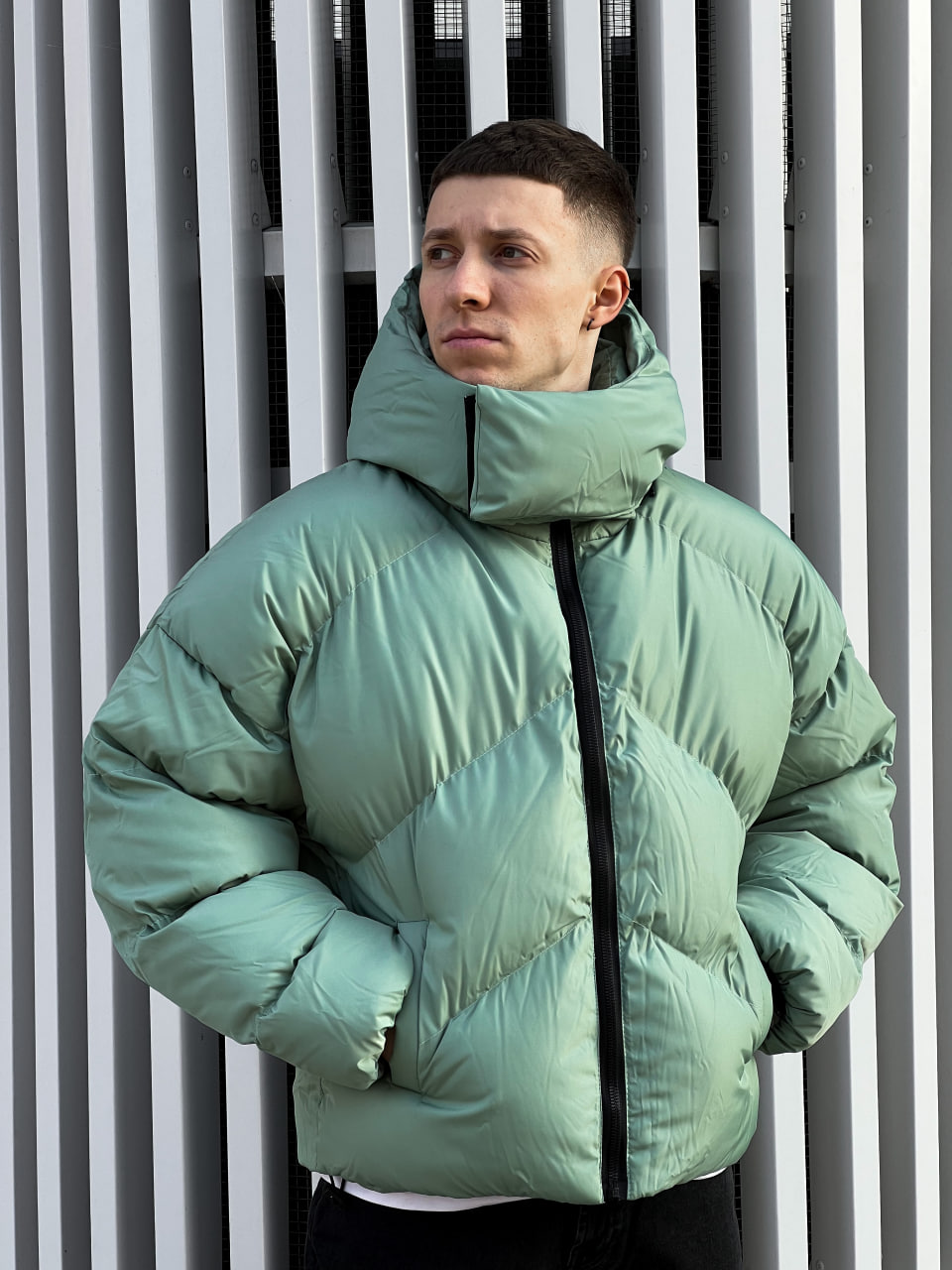 Мужская зимняя куртка-пуховик Reload Quadro мятная - Фото 4