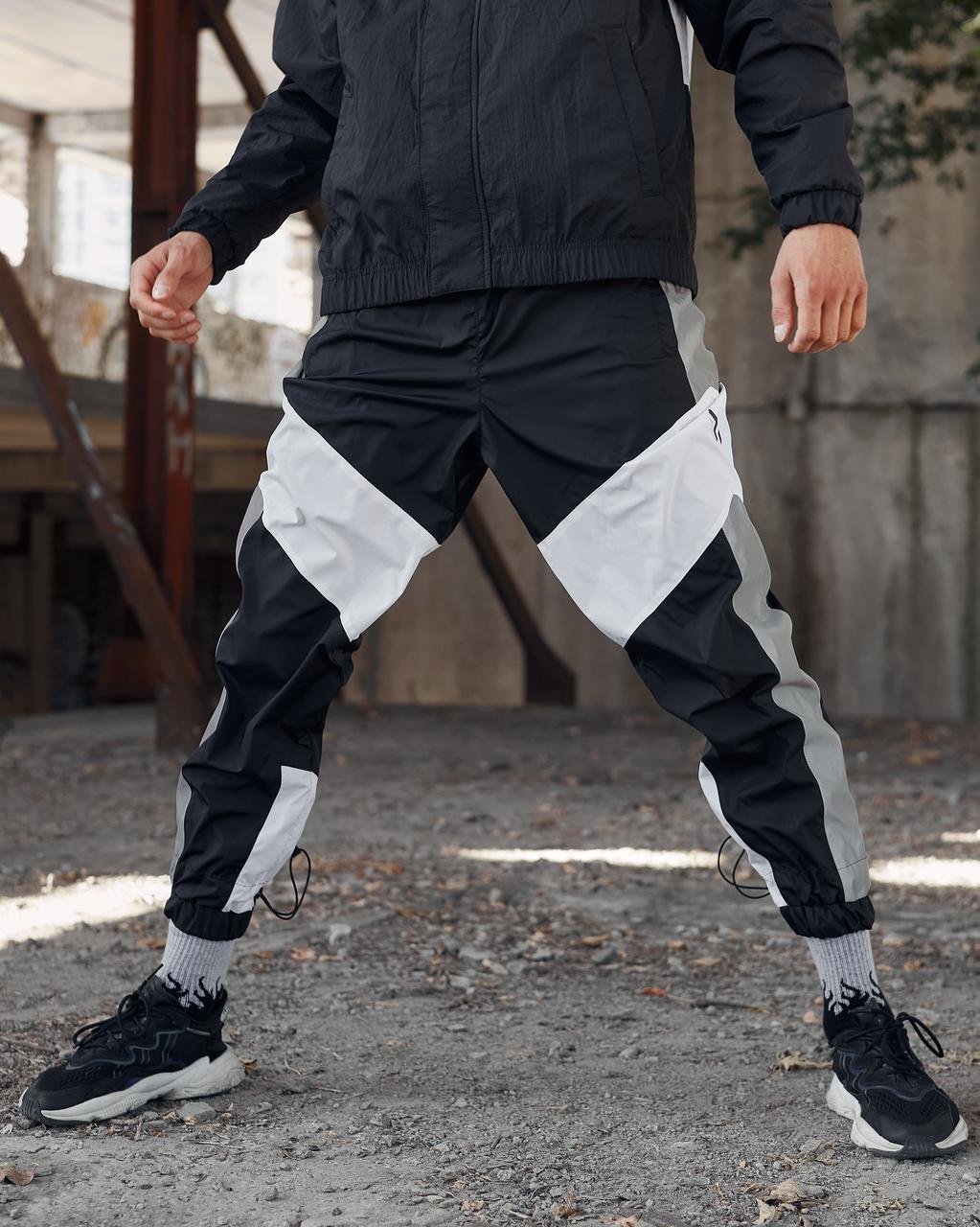 Теплі спортивні штани Split чорно-білі з рефлективом Пушка Огонь - Фото 6