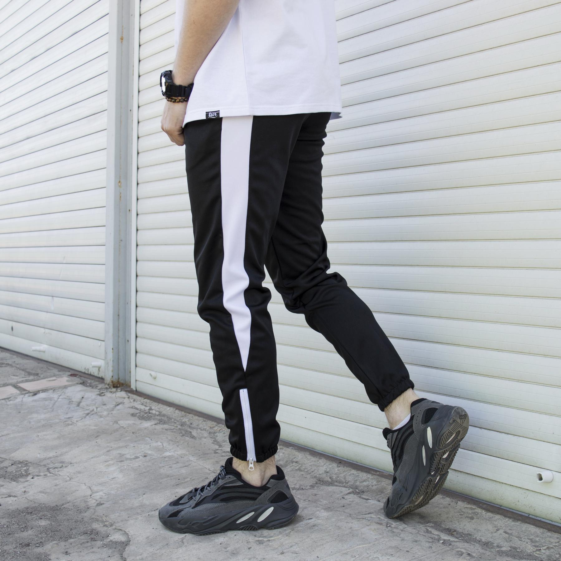 Спортивные штаны черные с белым лампасом мужские бренд ТУР модель Рокки (Rocky) TURWEAR - Фото 3