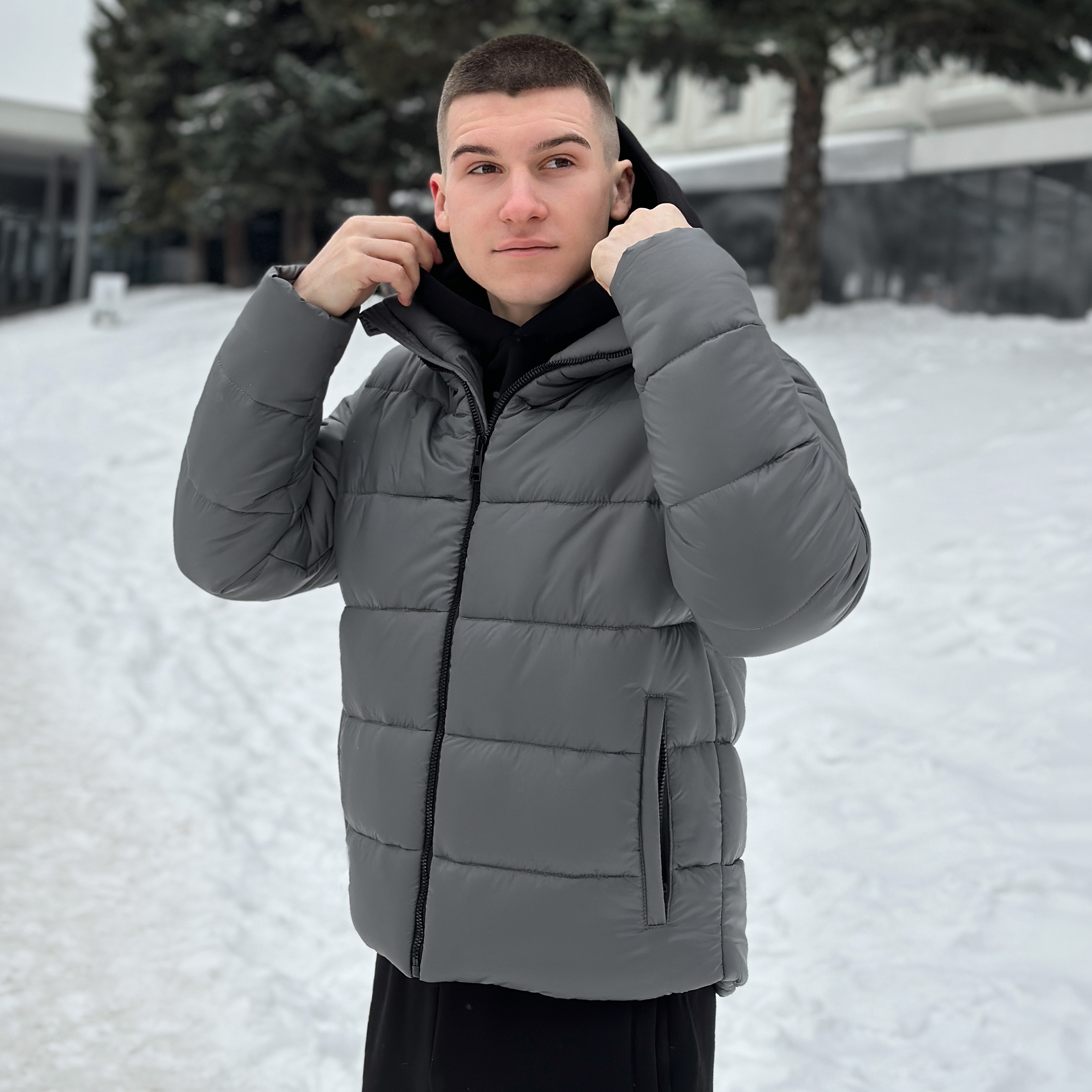 Чоловіча зимова куртка темно-сіра Pobedov Bubble Gum POBEDOV - Фото 5