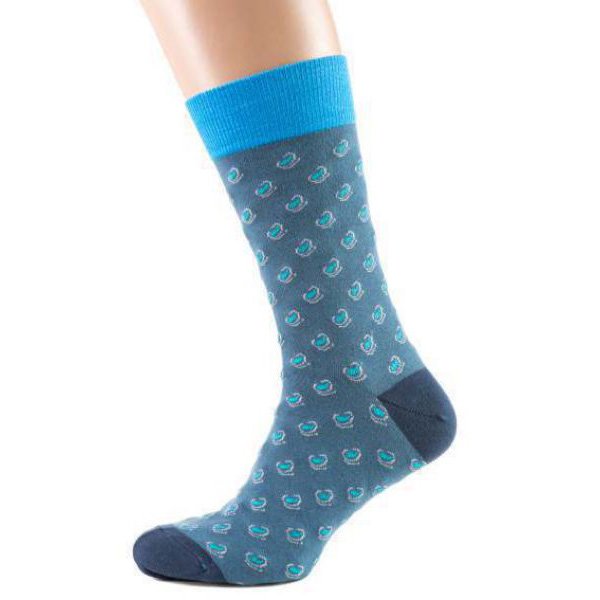 Шкарпетки чоловічі кольорові з бавовни, блакитний з малюнком MansSet