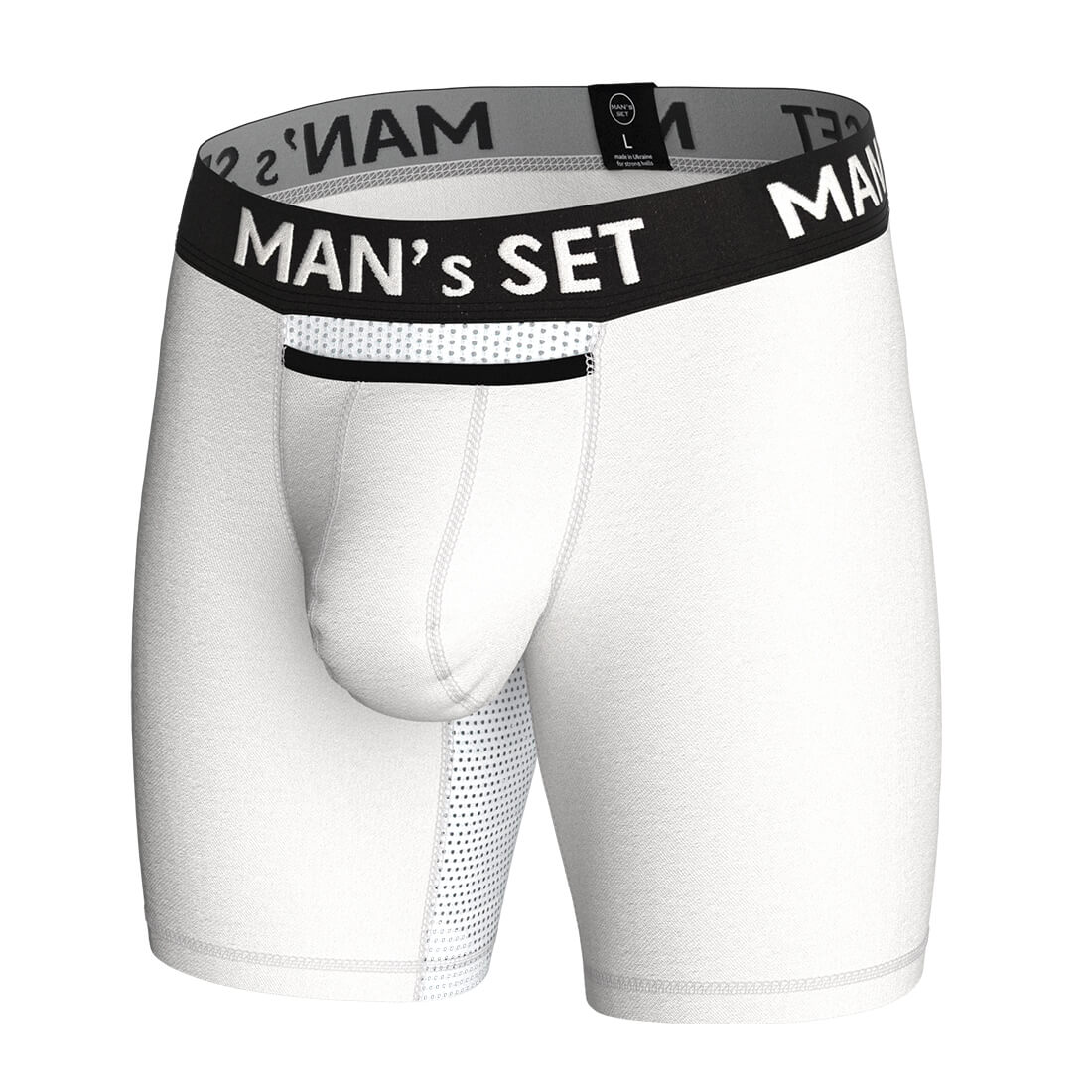 Мужские анатомические боксеры из хлопка, Long Light Black Series, белый MansSet - Фото 2