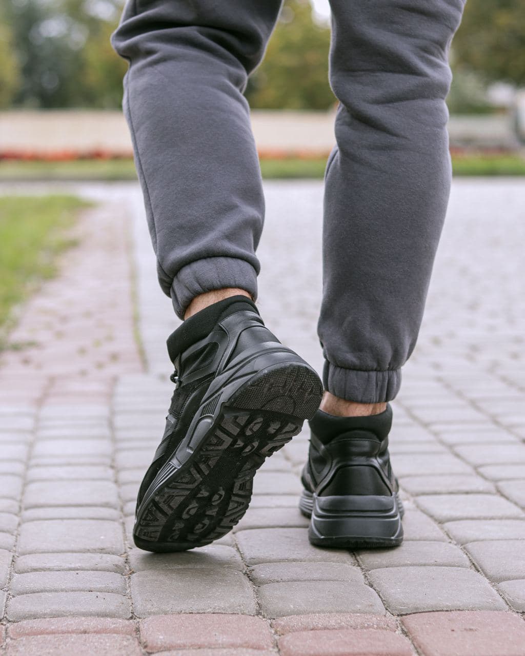 Чоловічі зимові кросівки шкіряні (черевики) чорні Protect - Фото 7