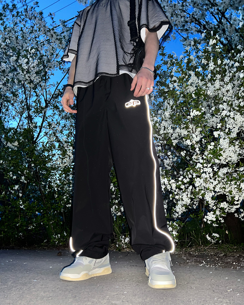 Cпортивні штани оверсайз OGONPUSHKA Twain чорні з рефлективом - Фото 4