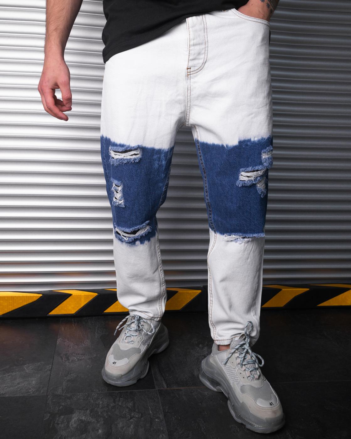 Блакитні чоловічі джинси бойфренди BEZET PATCHED