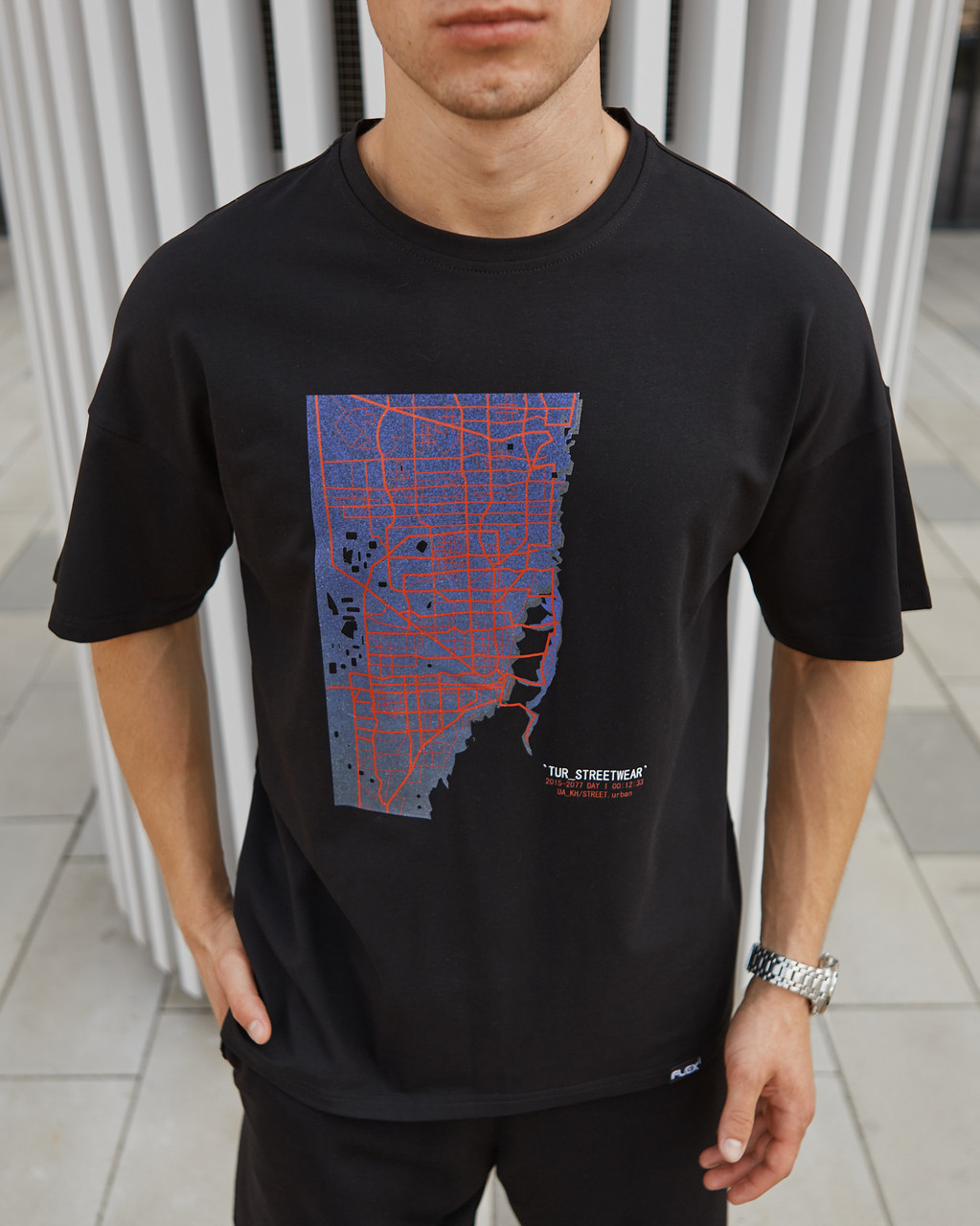 Чоловічі футболки Каліфорнія чорна оверсайз модель від бренду Тур TURWEAR - Фото 4