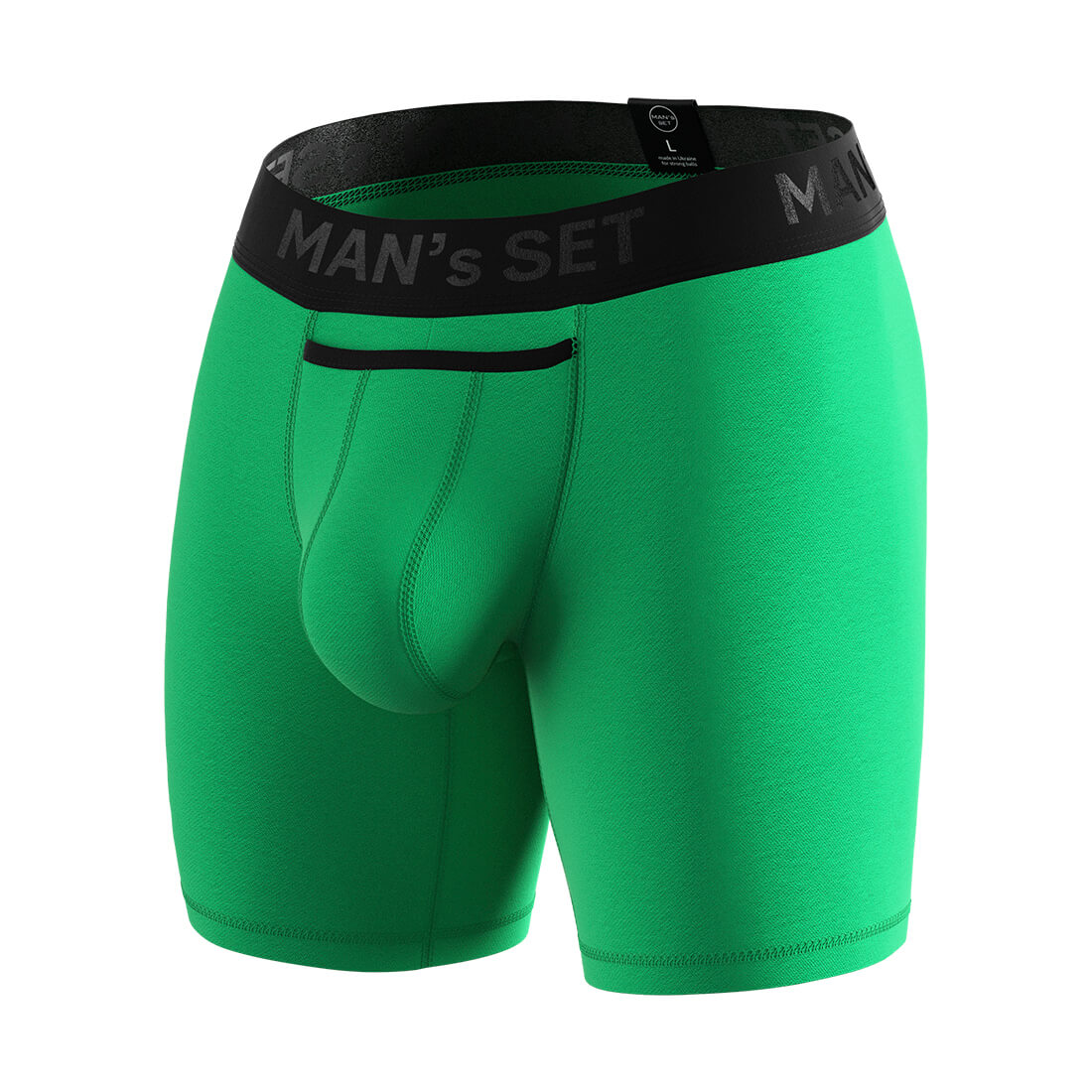 Мужские анатомические боксеры из хлопка, Long Black Series, зелёный MansSet