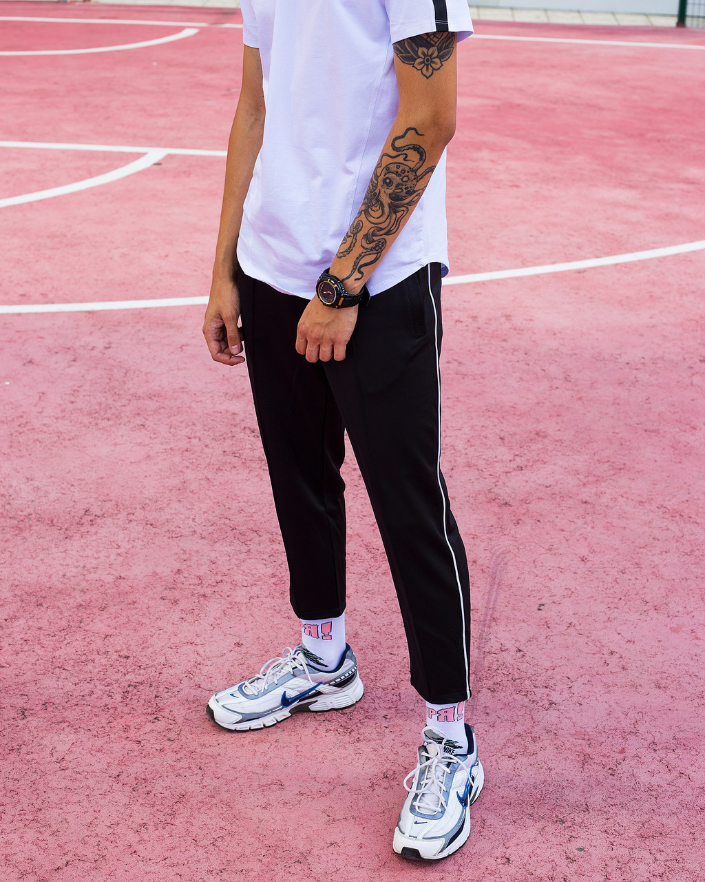 Спортивні штани з тонкою смугою укорочені без манжету унісекс чорні модель Кейдж TURWEAR - Фото 8