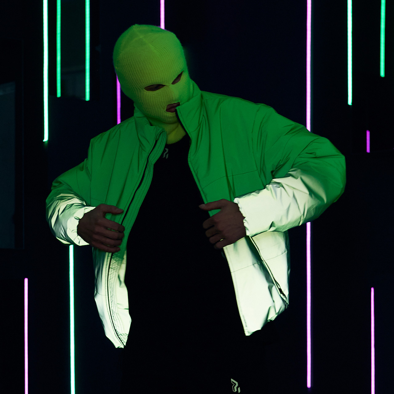 Куртка демісезонна чоловіча OGONPUSHKA Yard зелено-рефлективна Пушка Огонь - Фото 4