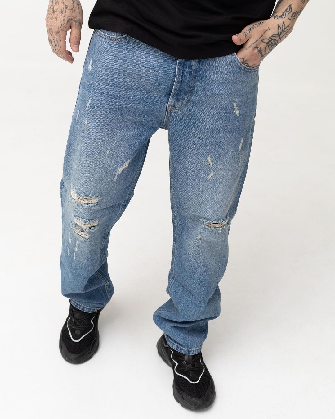 Чоловічі сині джинси BEZET базові з перфорацією