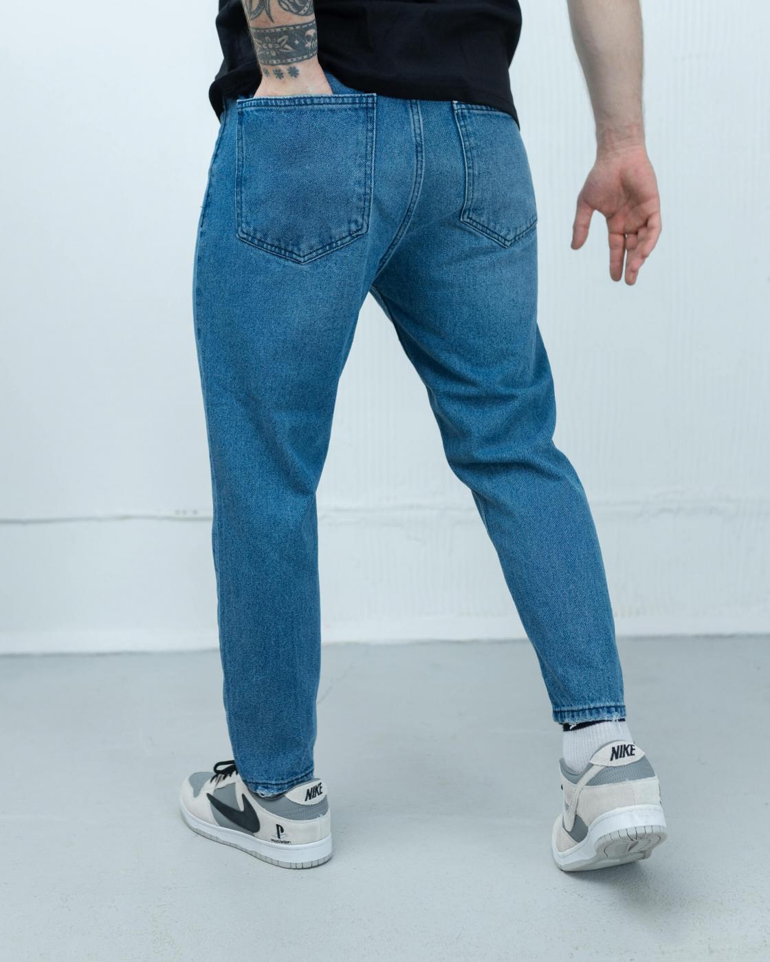 Блакитні чоловічі джинси бойфренди BEZET PATCHED - Фото 1