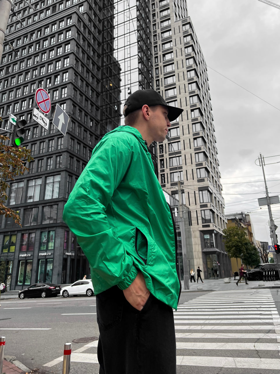 Мужская демисезонная куртка - ветровка Reload Basic зеленая - Фото 4