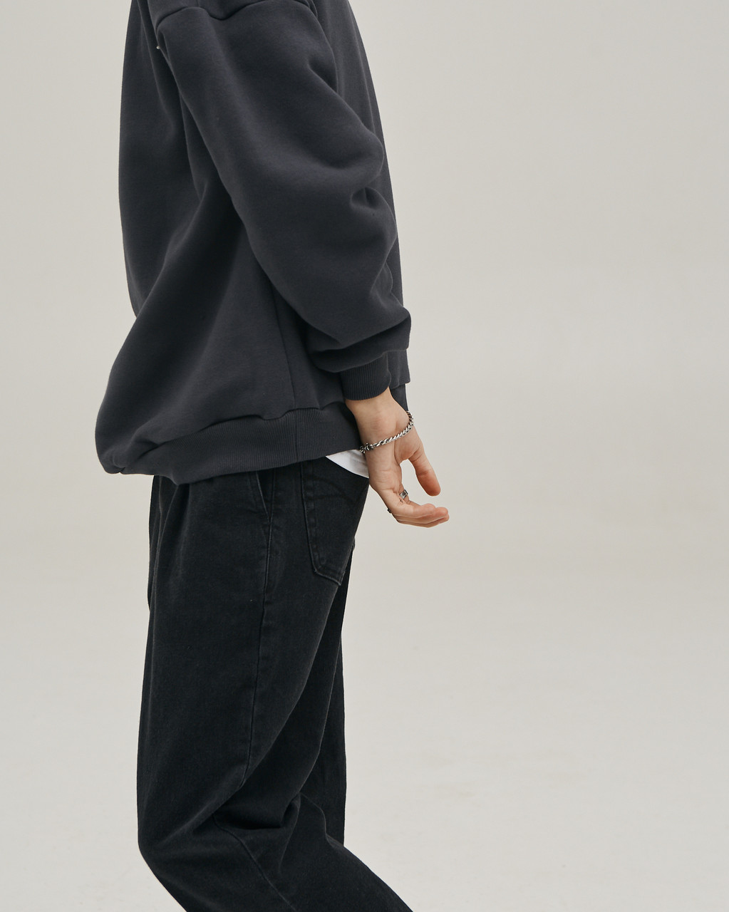 Чоловічий утеплений Світшот Оверсайз графіт на флісі від бренду ТУР TURWEAR - Фото 5