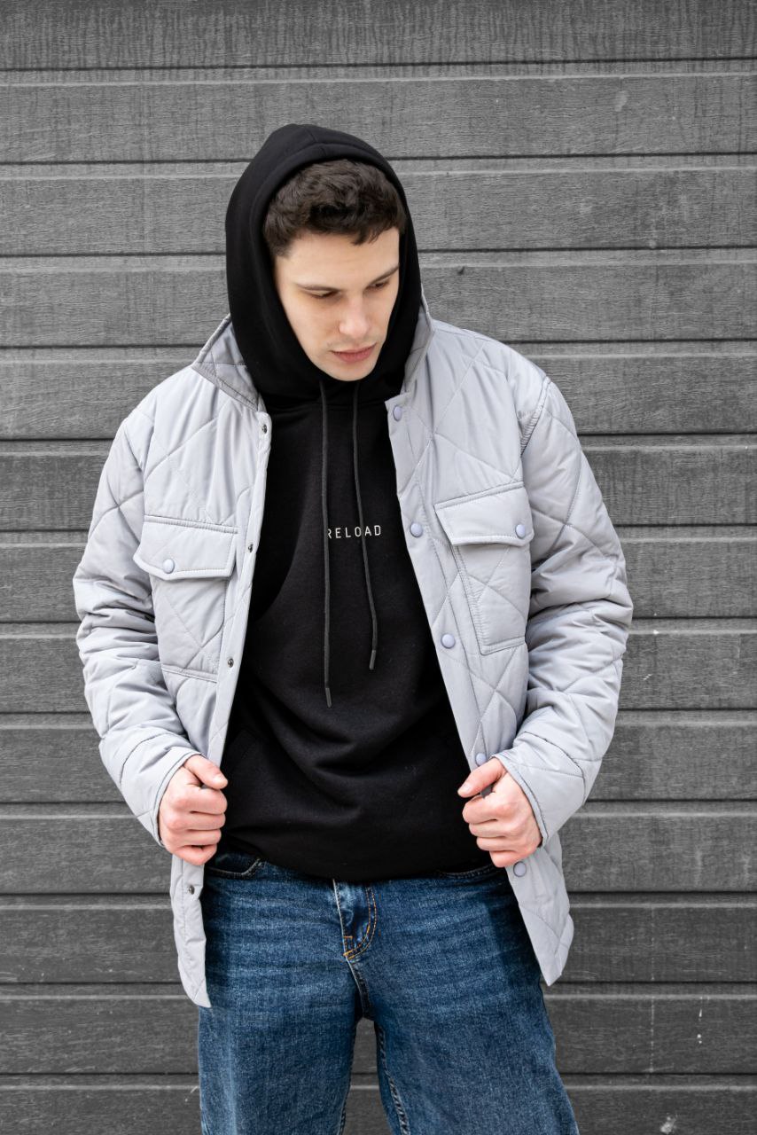 Стеганная мужская куртка-рубашка Reload Stitch, серый - Фото 3