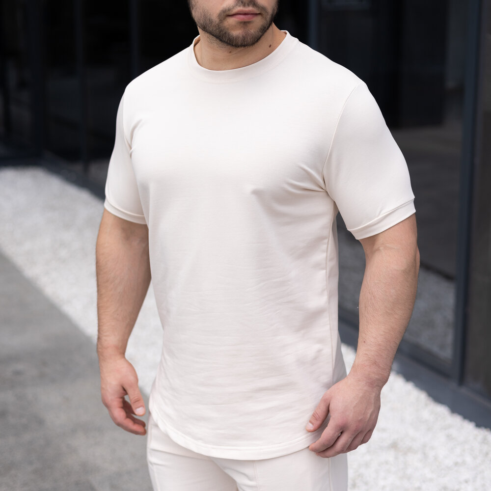 Чоловіча футболка базова однотонна кремова Pobedov Nebo POBEDOV - Фото 4