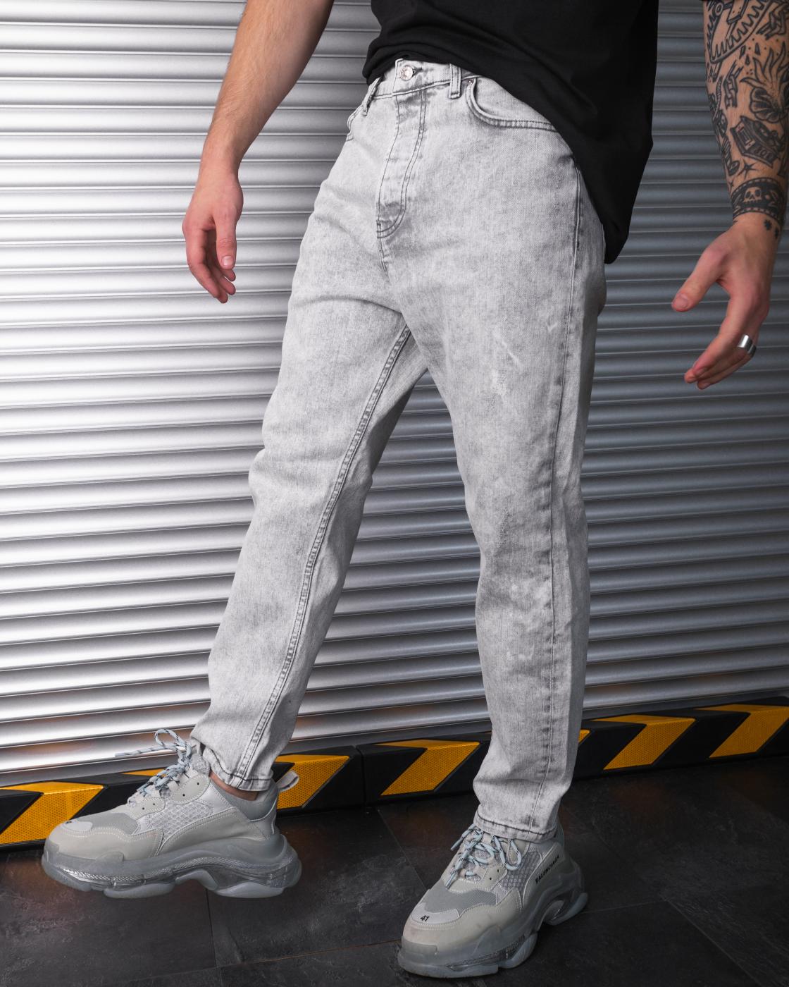 Светло-серые зауженные джинсы BEZET для парня - Фото 2