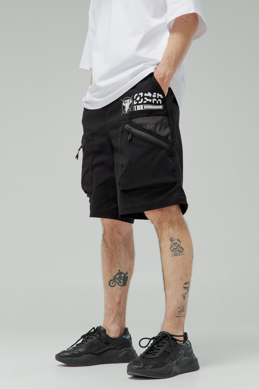 Мужские карго шорты с принтами черный от бренда ТУР модель Ханзо TURWEAR - Фото 4