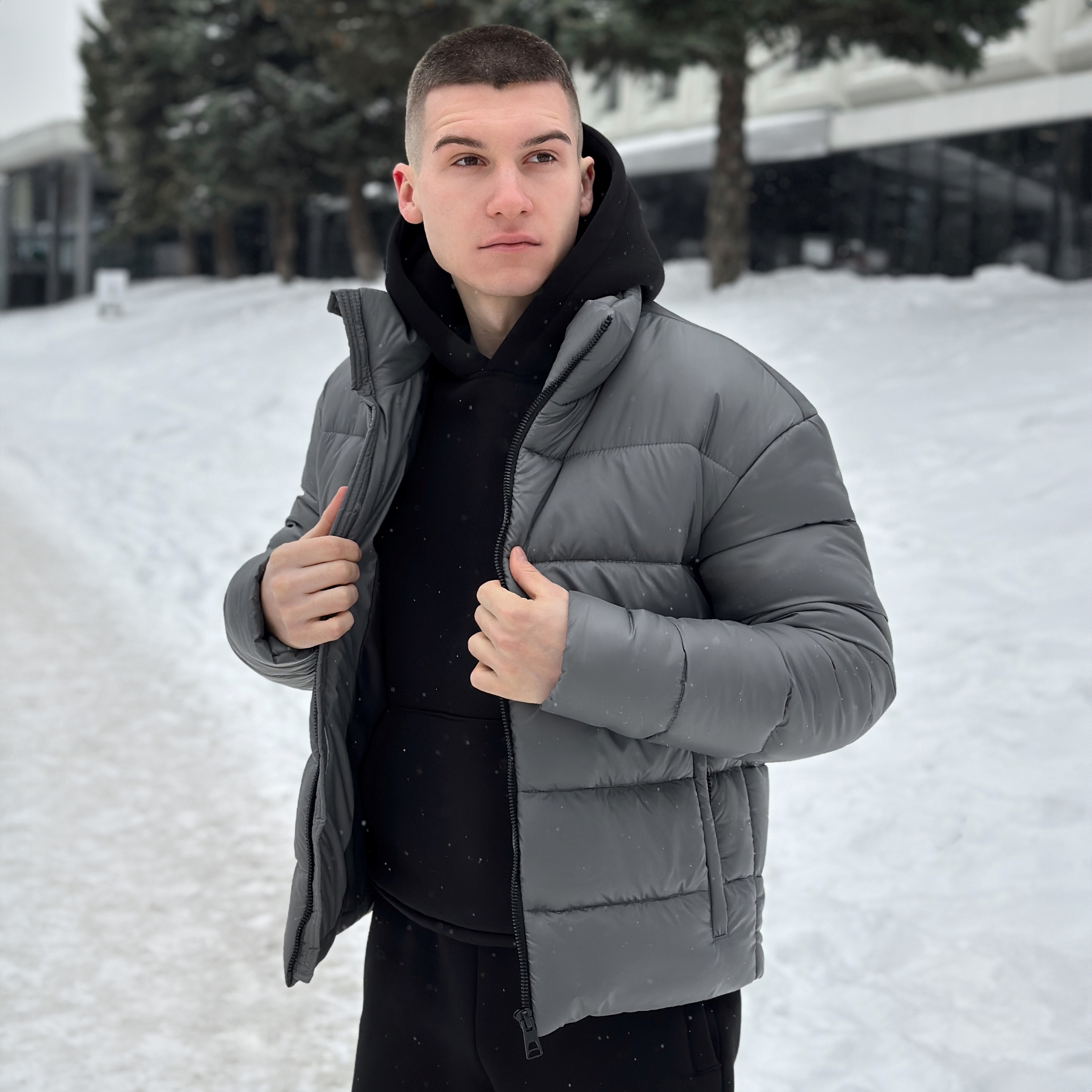 Чоловіча зимова куртка темно-сіра Pobedov Bubble Gum POBEDOV - Фото 6