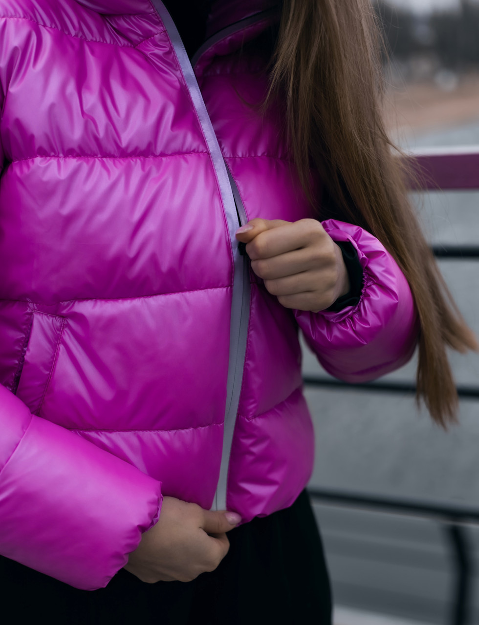 Куртка жіноча пуховик укорочений 'Bubble' від Intruder рожева - Фото 4