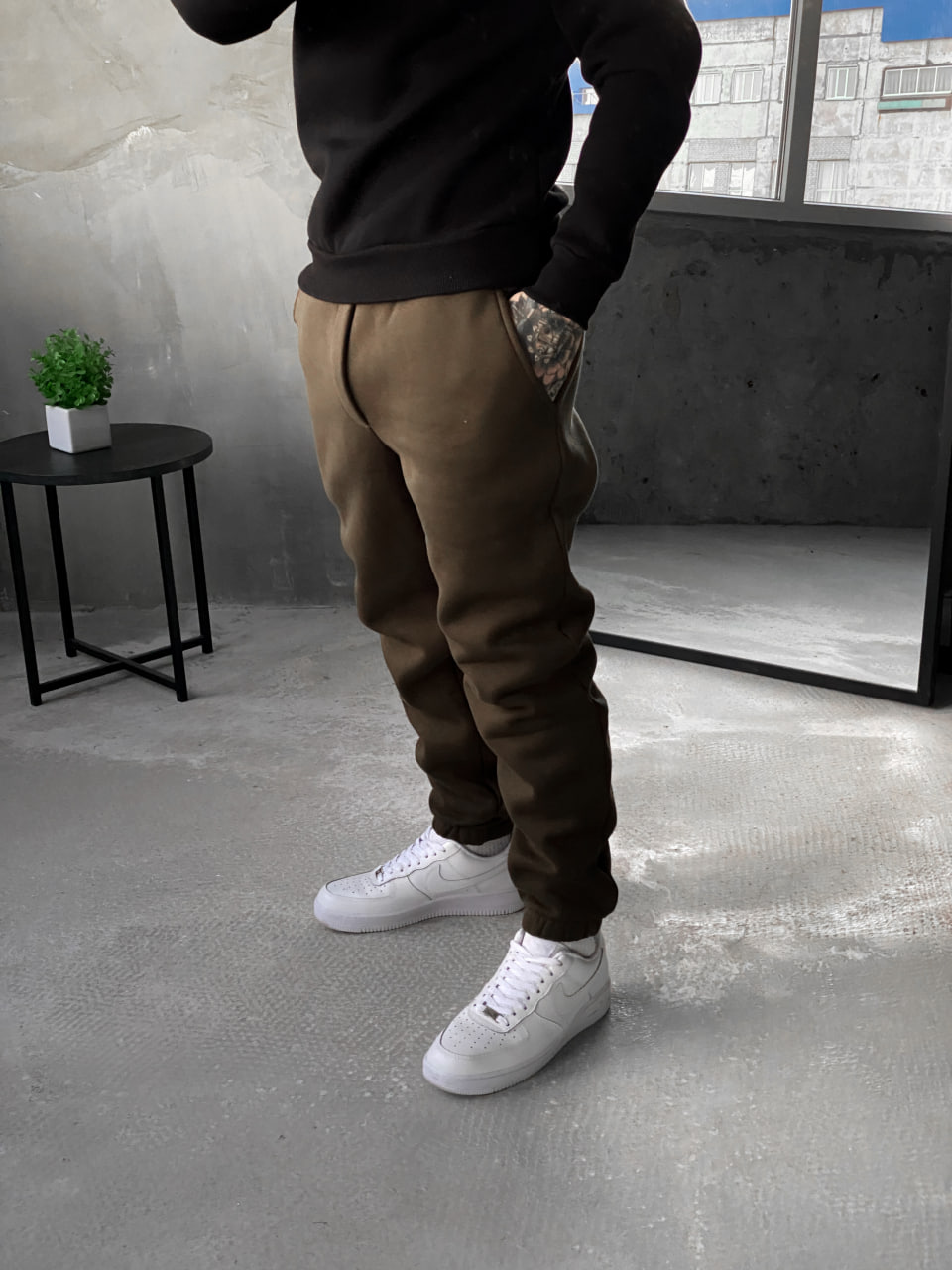Чоловічі теплі спортивні штани з начосом Reload Cold хакі/ Трикотажні штани флісові демісезон - Фото 2