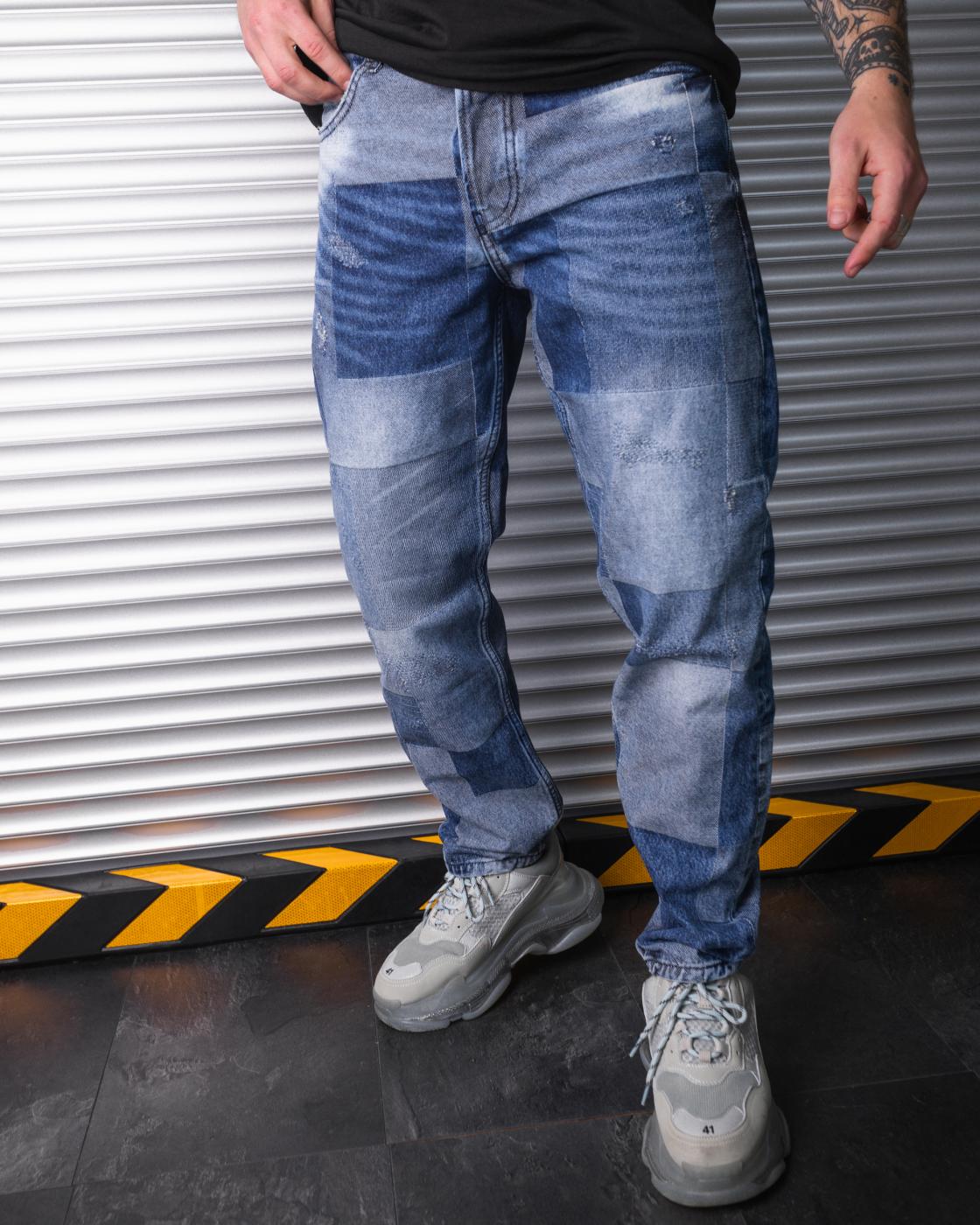 Мужские джинсы широкие BEZET с принтом