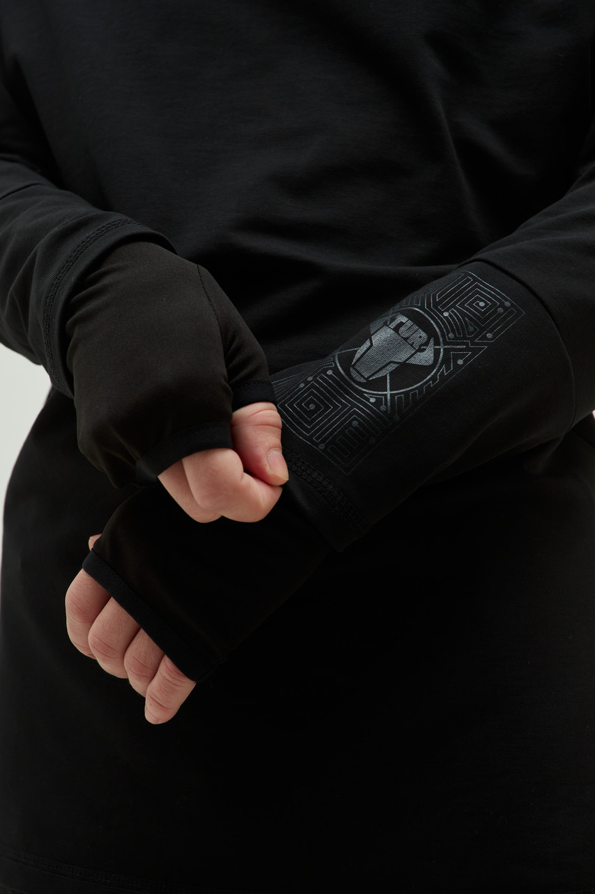 Чоловічий лонгслів чорний з принтом від бренду ТУР модель Амфібія TURWEAR - Фото 2