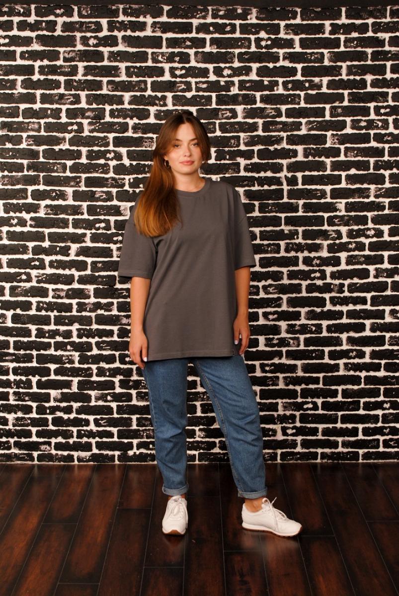 Жіноча футболка Long oversize сіра Hi Mate - Фото 2