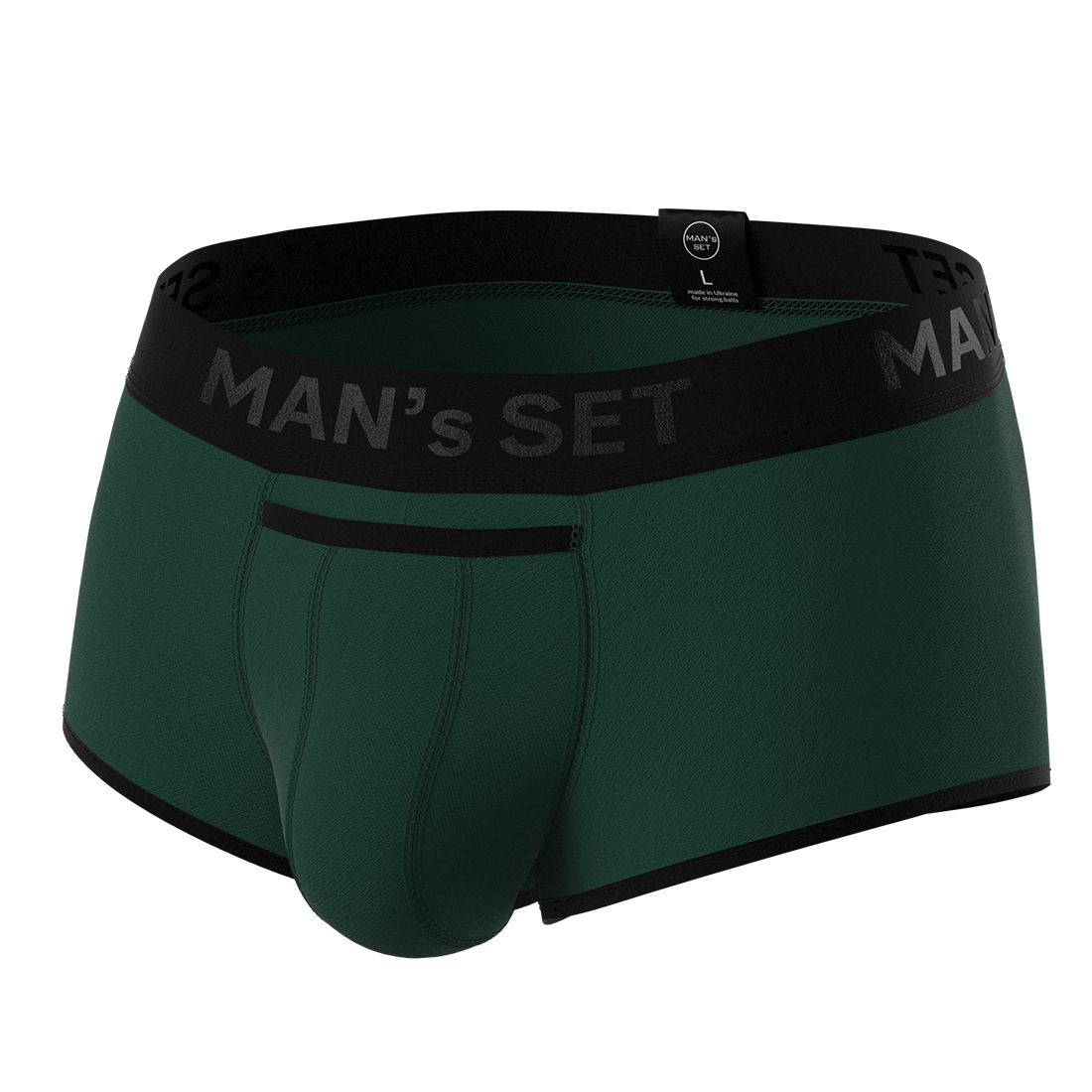 Мужские анатомические спортивные боксеры из хлопка "Black Series", Sport, тёмно-зелёный MansSet