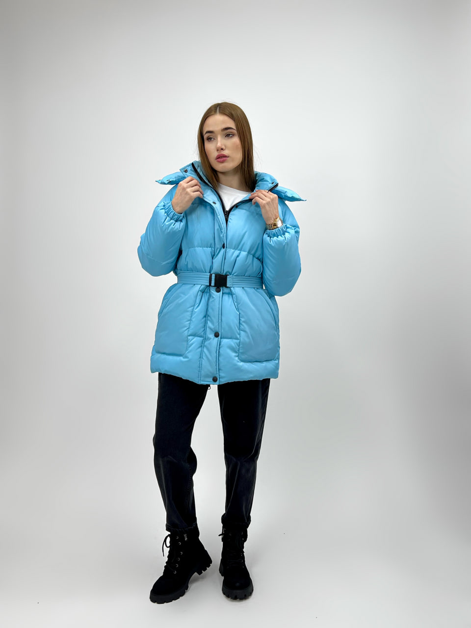 Женская зимняя куртка-пуховик Reload Elly розовый/ Зимний короткий пуховик оверсайз стильный теплый - Фото 6